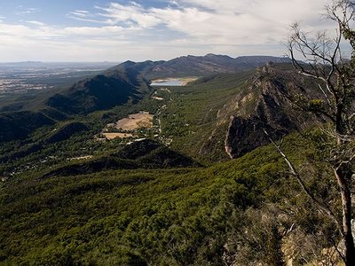 View over Halls Gap Showing Wonderland Range and Lake Bellfield